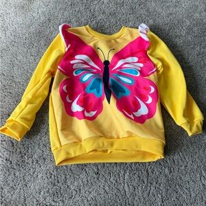 Source Unknown Yellow Sweatshirt with Pink Butterfly 5-6T